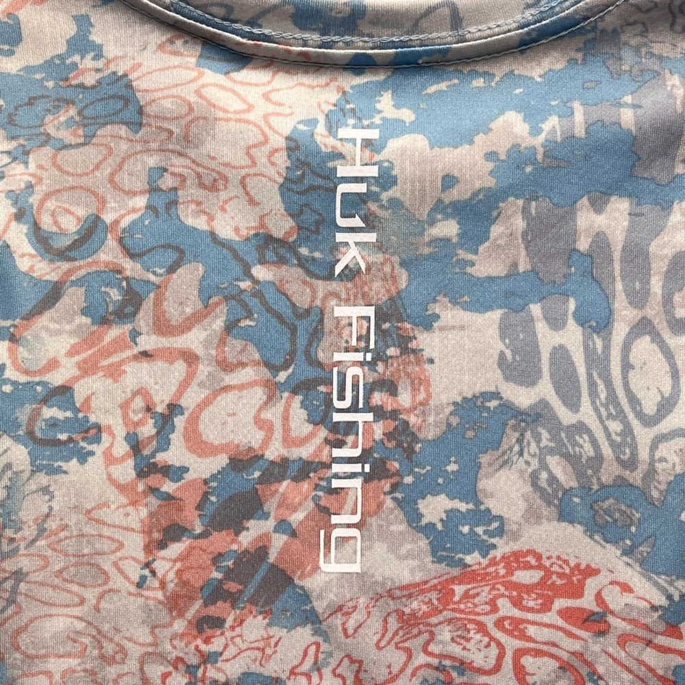 Huk Women Fishing Shirt Blue Coral Camo Polyester Small Performance Long Sleeve - Picture 3 of 8